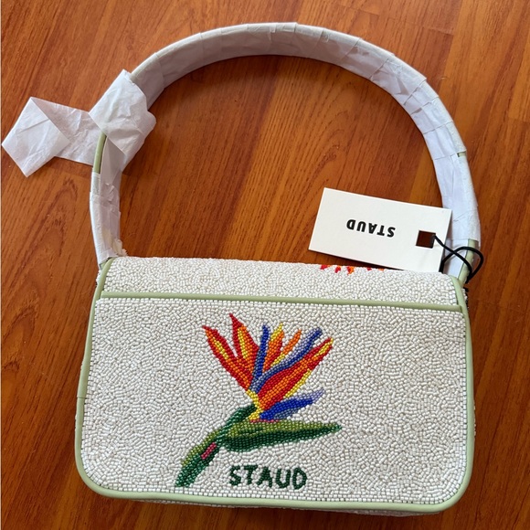 NWT STAUD Tommy Beaded Bag, Birds of Paradise - Picture 7 of 9